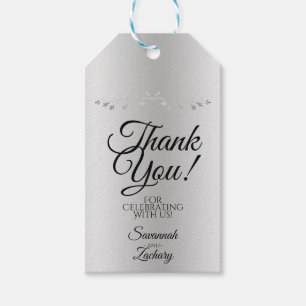 Étiquettes-cadeau Merci Mariage en filigrane argenté élégant