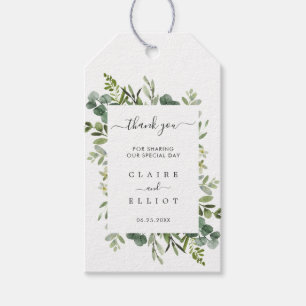 Étiquettes-cadeau Merci Mariage Eucalyptus Green Foliage