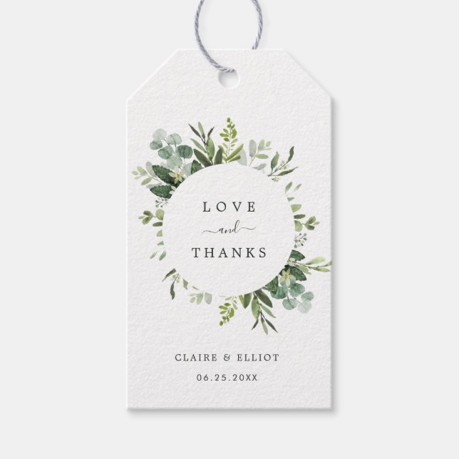 Étiquettes-cadeau Merci Mariage Eucalyptus Green Folift Ta (Devant)