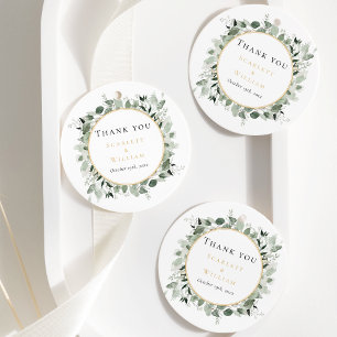 Étiquettes Cadeau Merci Mariage Eucalyptus Green Sage Or
