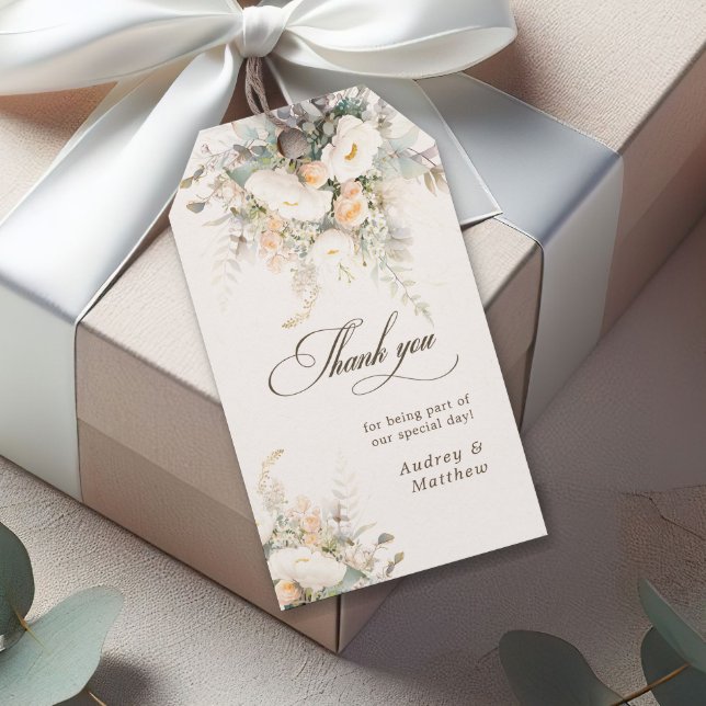Étiquettes-cadeau Merci Mariage floral Boho (Créateur téléchargé)