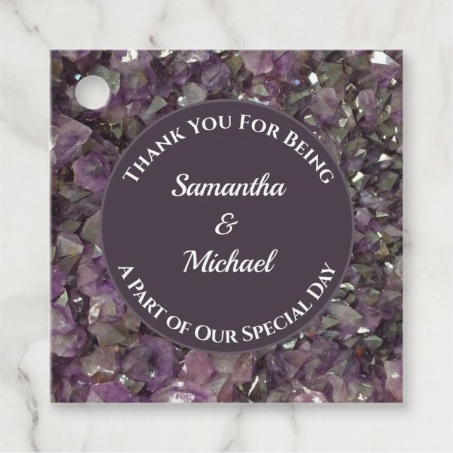 Étiquettes Cadeau Merci mariage Gem Purple Amethyst Gemstone (Devant)