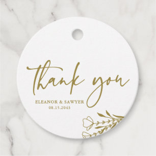 Étiquettes Cadeau Merci Mariage minimaliste or