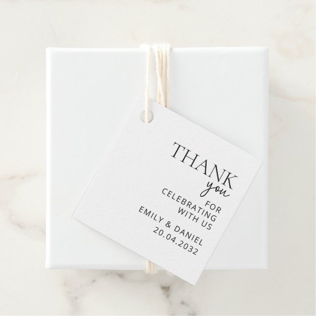 Étiquettes Cadeau Merci mariage moderne (En situation)