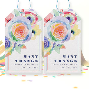 Étiquettes-cadeau Merci Mariage moderne Rainbow Floral LGBTQ