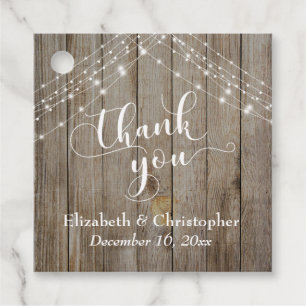 Étiquettes Cadeau Merci mariage Patiné Bois et lumières