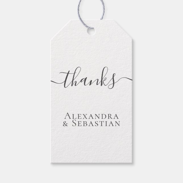 Étiquettes-cadeau Merci Mariage personnalisé simple et élégant (Devant)