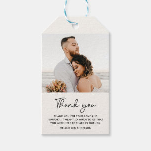 Étiquettes-cadeau Merci Mariage photo moderne