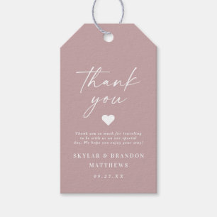 Étiquettes-cadeau Merci Mariage rose mauve simple et élégant