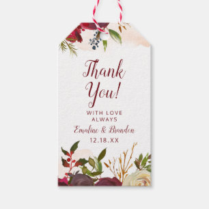Étiquettes-cadeau Merci Mariage Rose Mistletoe Manor