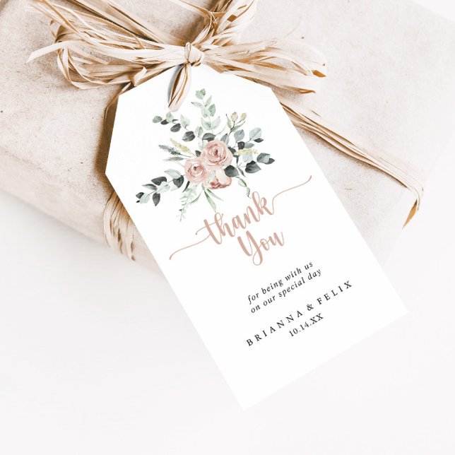 Étiquettes-cadeau Merci Mariage rose rose rose rose classique (Créateur téléchargé)