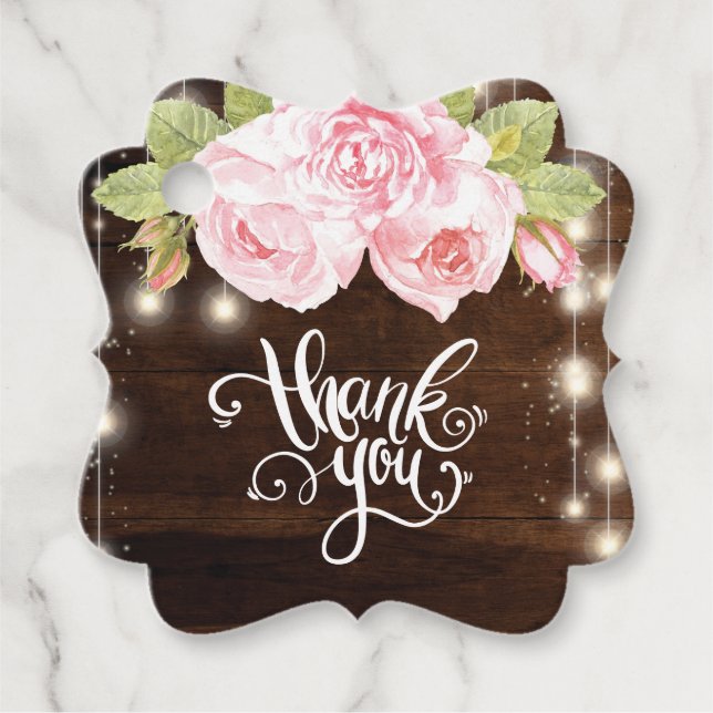 Étiquettes Cadeau Merci Mariage rustique (Devant)