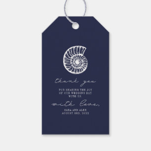 Étiquettes-cadeau Merci Mariage Rustique Dark Blue Beach Shell