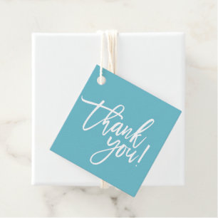 Étiquettes Cadeau MERCI moderne main lettré blanc type ciel bleu