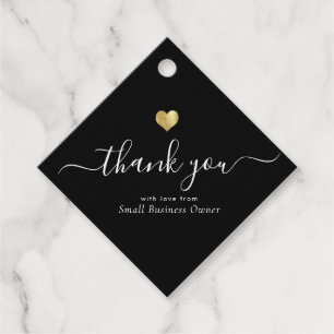 Étiquettes Cadeau Merci moderne Script Chic Or Petite entreprise F