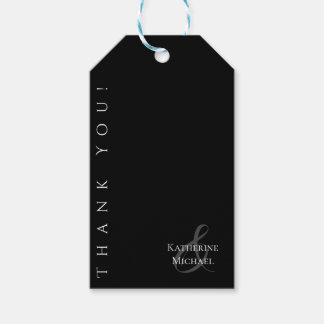 Étiquettes-cadeau Merci moderne simple noir et Mariage blanc