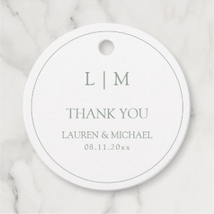 Étiquettes Cadeau Merci Monogramme simple