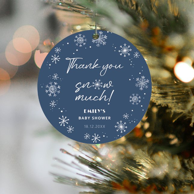 Étiquettes Cadeau Merci neige baby shower bleu (Créateur téléchargé)
