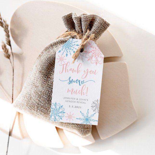 Étiquettes-cadeau Merci neige beaucoup de genre révéler merci (Créateur téléchargé)