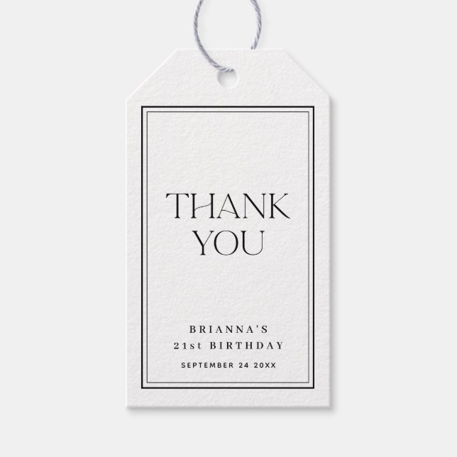 Étiquettes-cadeau Merci noir et blanc classique simple (Devant)