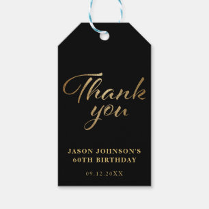 Étiquettes-cadeau Merci noir et or