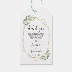 Étiquettes-cadeau Merci or verdure douche nuptiale marque de préfére