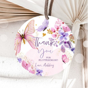 Étiquettes Cadeau Merci Papillon Fluttering Par Fille Anniversaire