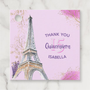 Étiquettes Cadeau Merci Paris Tour Eiffel Quinceanera rose