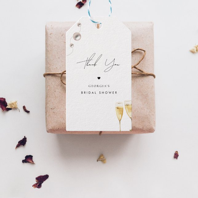 Étiquettes-cadeau Merci Pearls Prosecco Fête des mariées Champagne (Créateur téléchargé)
