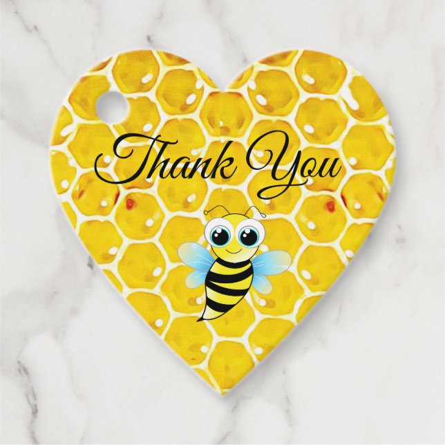 Étiquettes Cadeau Merci personnalisé Baby shower d'abeilles de miel (Devant)