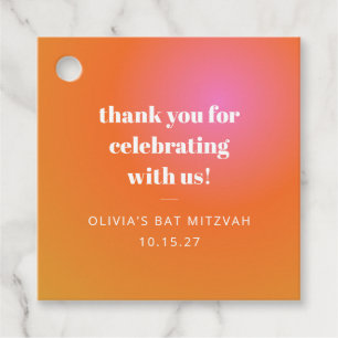 Étiquettes Cadeau Merci personnalisé Bat mitzvah orange rétro