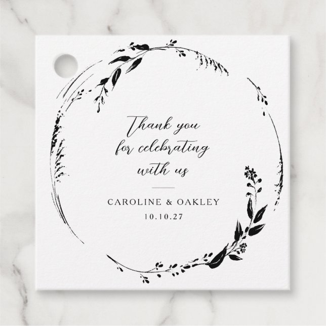 Étiquettes Cadeau Merci personnalisé Mariage de couronnes florales e (Devant)