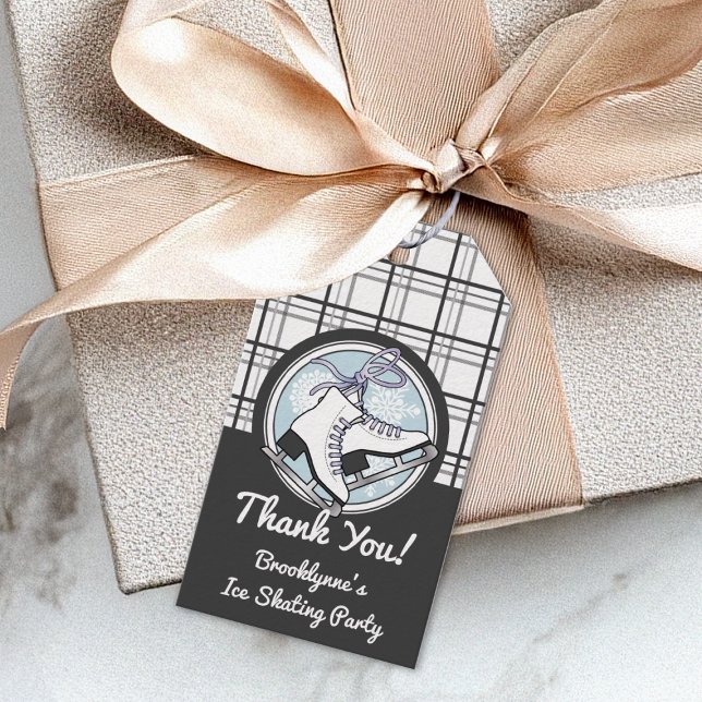 Étiquettes-cadeau Merci personnalisé Patinage sur glace Tartan moder (Créateur téléchargé)