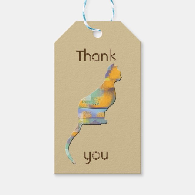 Étiquettes-cadeau Merci Pet Sitter Couleur Bloc Kitten Chat (Devant)