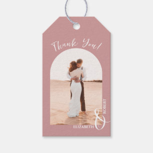 Étiquettes-cadeau Merci photo Mariage Dusty Rose