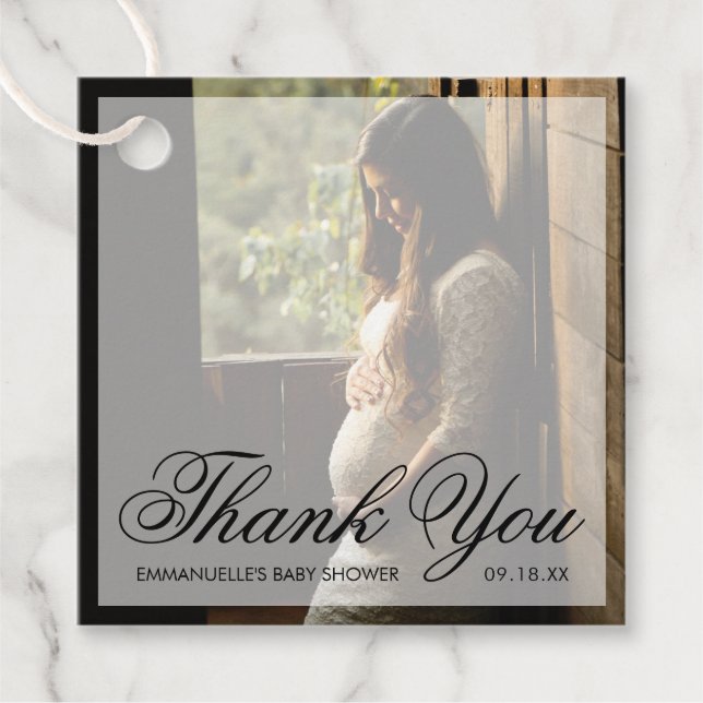 Étiquettes Cadeau Merci Photo moderne Baby shower neutre genre (Devant)