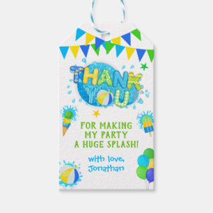 Étiquettes-cadeau Merci Piscine été fête d'anniversaire Vert bleu