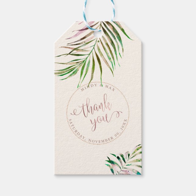 Étiquettes-cadeau Merci PixDezines, Fronds Palm (Devant)