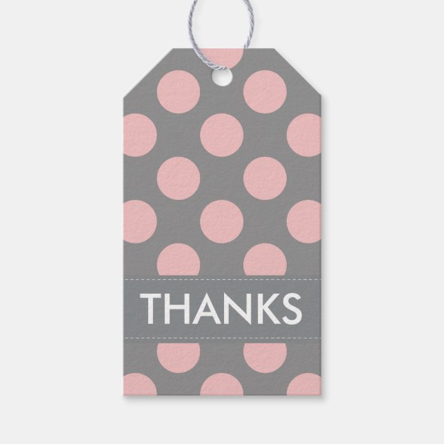 Étiquettes-cadeau Merci Pois rose moderne (Devant)