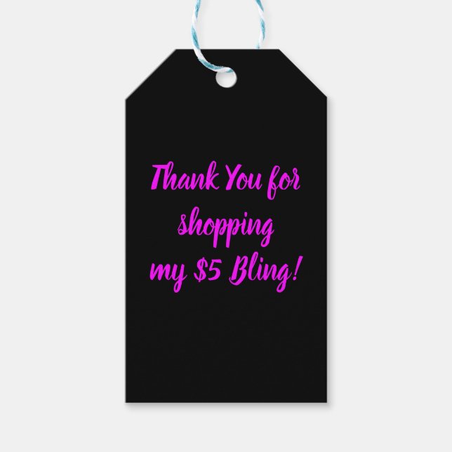 Étiquettes-cadeau Merci pour acheter mon $5 Bling (Devant)