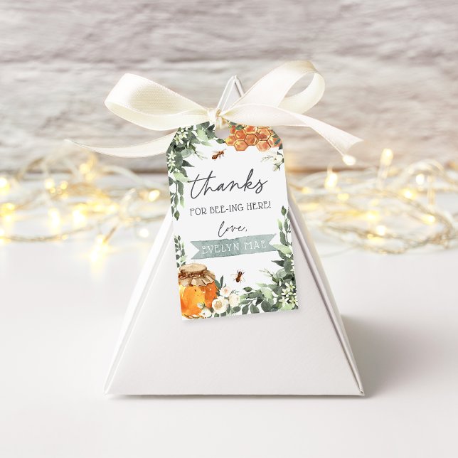 Étiquettes-cadeau Merci pour Bee-ing Here | Merci Favor (Créateur téléchargé)