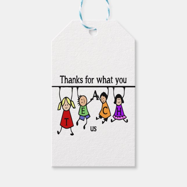 Étiquettes-cadeau Merci pour ce que vous enseignez US Fun Teacher ar (Devant)
