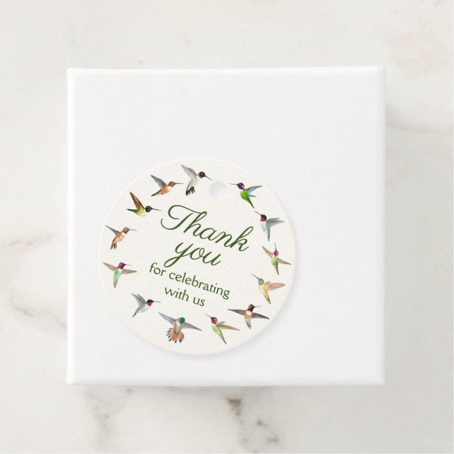 Étiquettes Cadeau Merci pour la fête avec nous colibri (En situation)