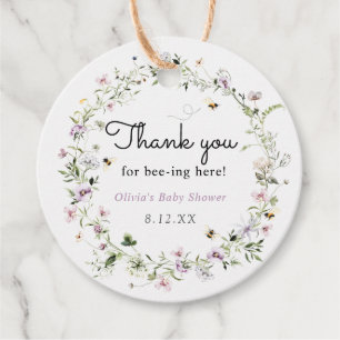 Étiquettes Cadeau Merci pour l'abeille ici Fleur sauvage Favor balis