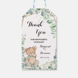 Étiquettes-cadeau Merci pour le Baby shower de la verdure des ours à