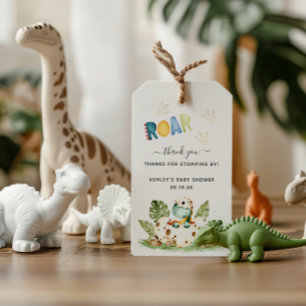 Étiquettes-cadeau Merci pour le Baby shower Stomping By Dinosaur