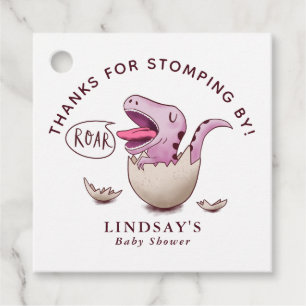 Étiquettes Cadeau Merci pour le Baby shower Stomping By Pink Dinosau