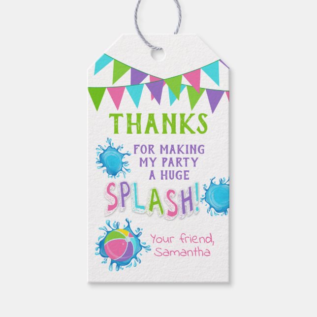 Étiquettes-cadeau Merci pour le pool party à venir (Devant)