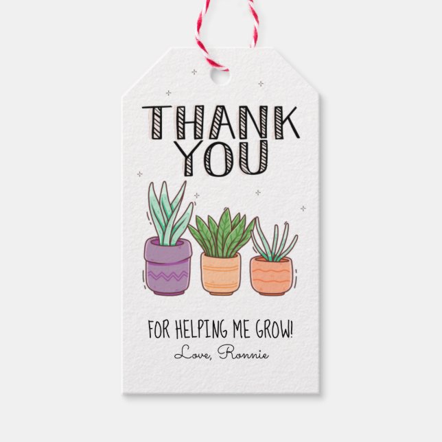 Étiquettes-cadeau Merci pour m'aider à développer l'appréciation de  (Devant)