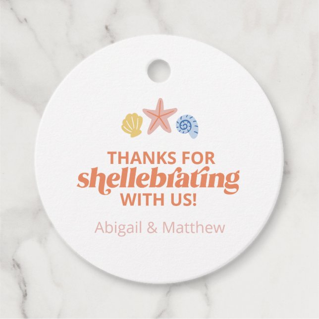 Étiquettes Cadeau Merci pour Shellabrating Pastel Seashell (Devant)